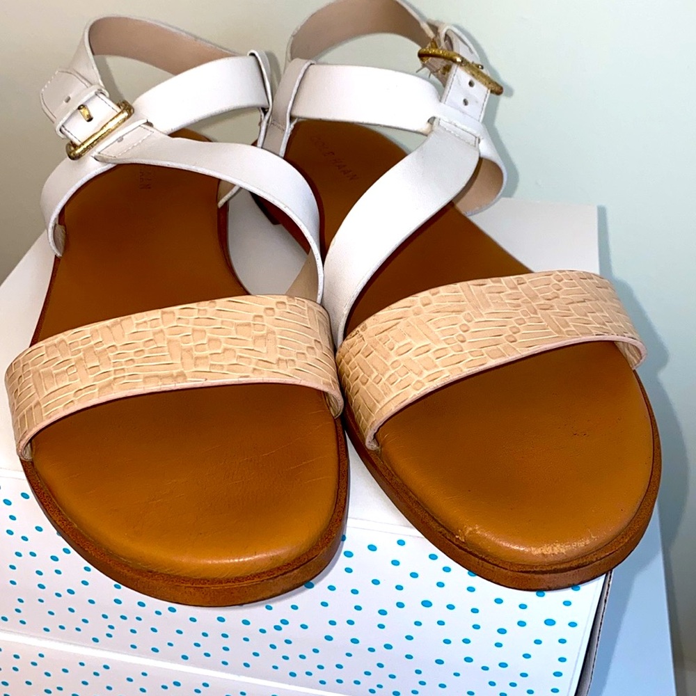 Cole Haan Findra Strappy White and Tan Women's Sandals Size 8 - Picture 10 of 13